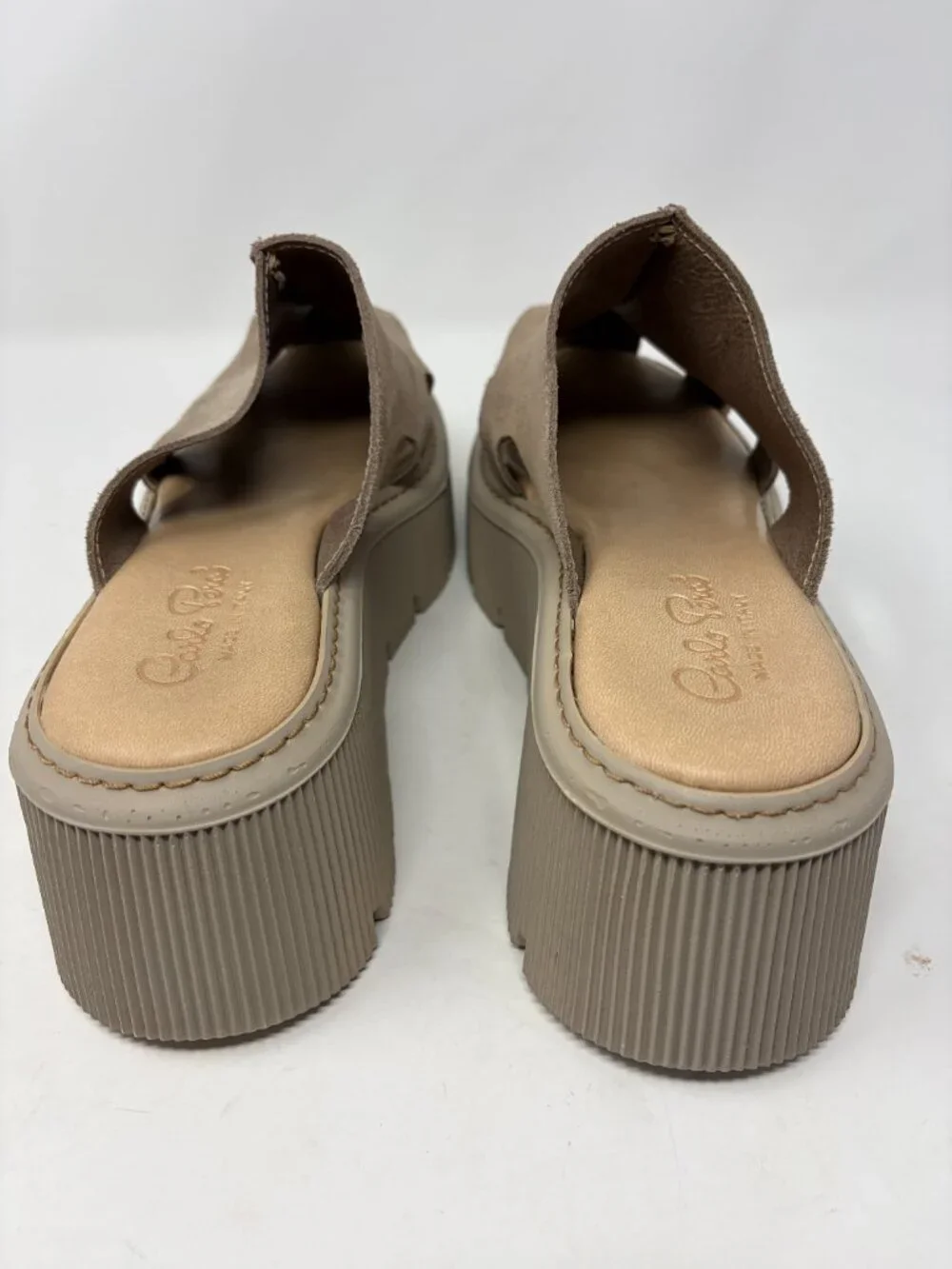 Carlo Pera platform clog sandals taupe suede EU 41 women's beige slides